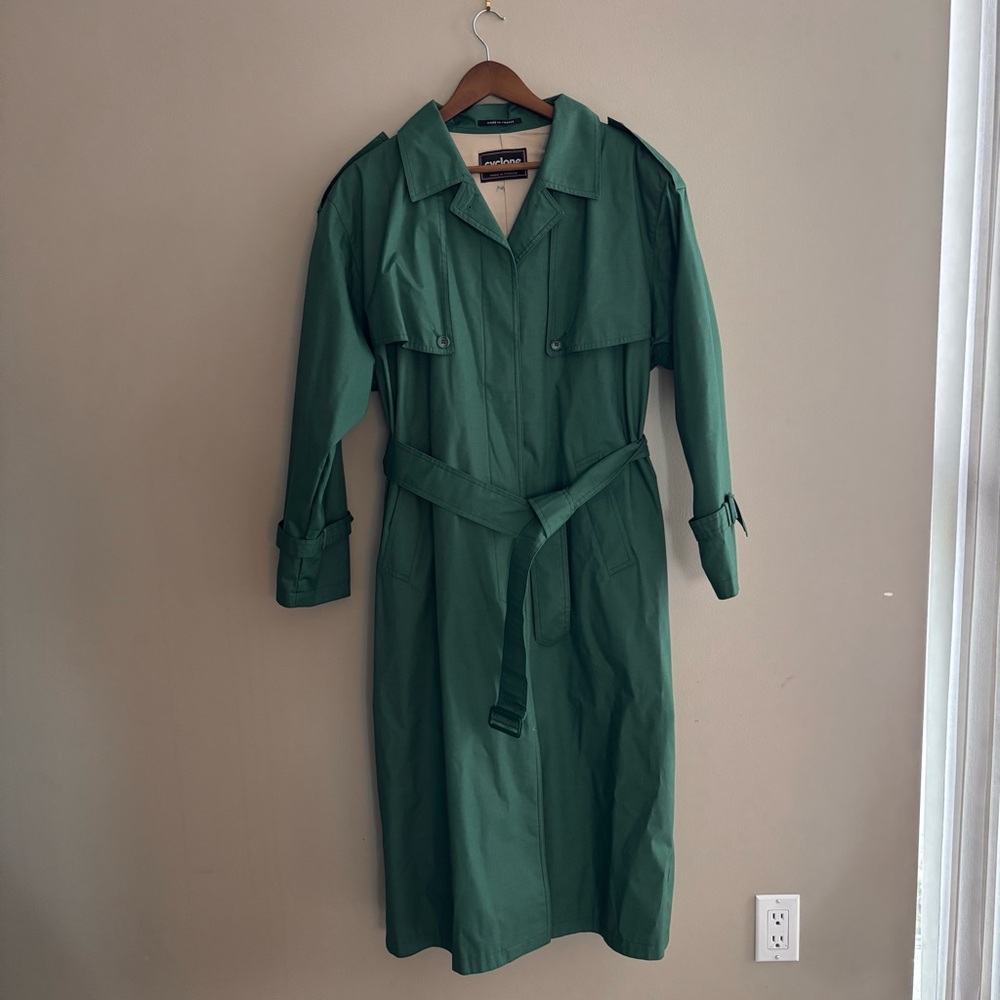 Vintage Green Belted Trench Coat